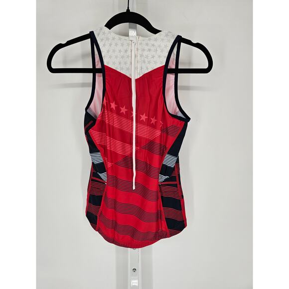 Zone 3 Triathalon Womens Sz M Zip Back Tank Top Wetsuit Red White Blue USA Zone3 - Picture 3 of 3